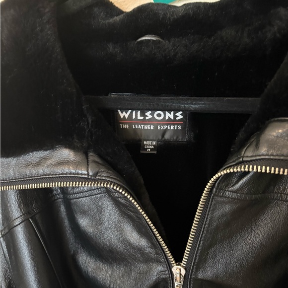 Wilson Black Leather Jacket with Fur Trim - Picture 4 of 7